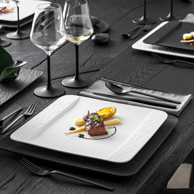 Manufacture Rock Blanc Square Dinner Plate 28 x 28 x 2 cm