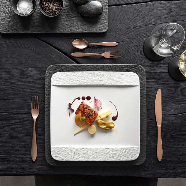 Manufacture Rock Blanc Square Dinner Plate 28 x 28 x 2 cm
