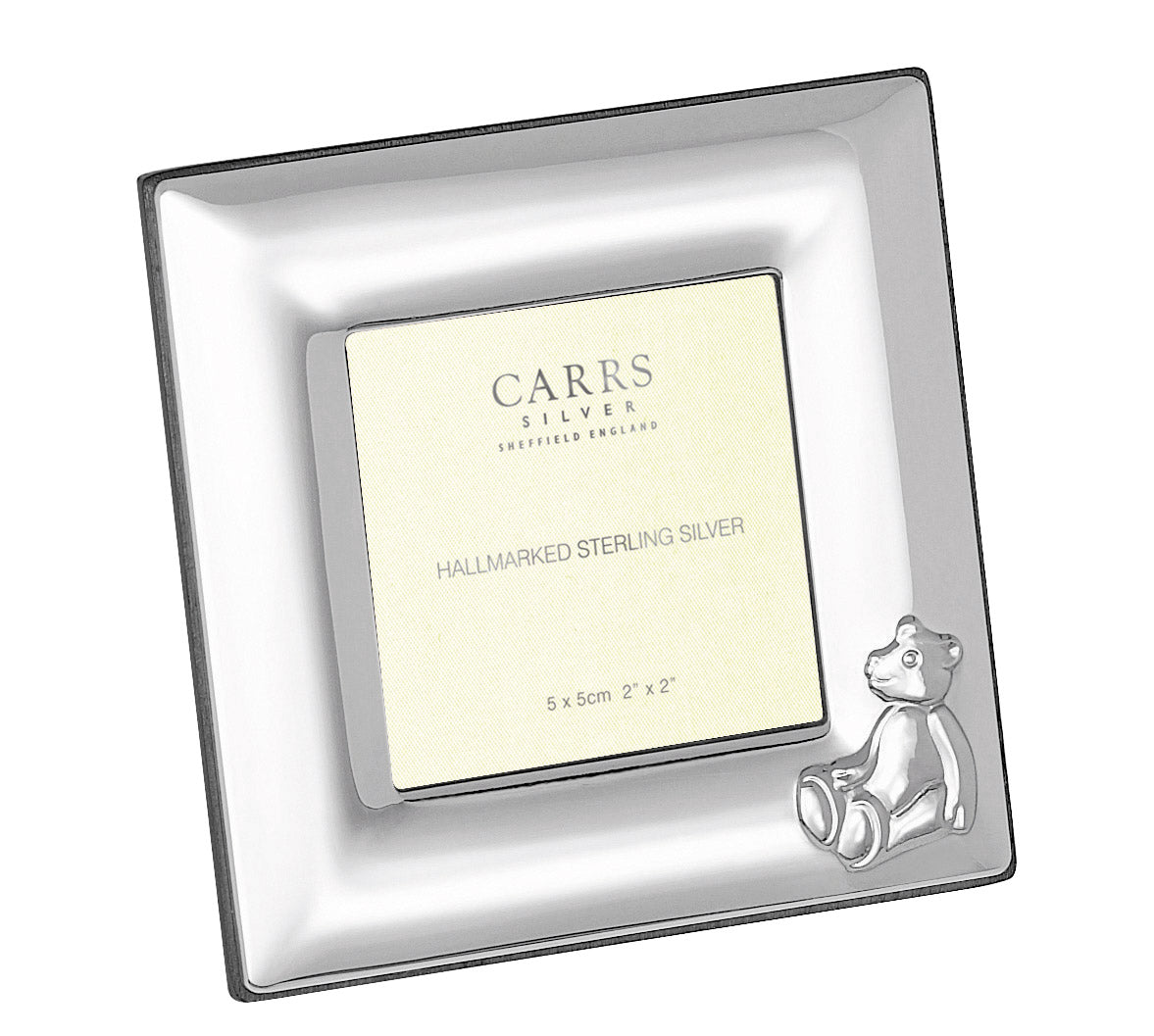 Sterling Silver Child's Bear Photo Frame Wood Back 5cm x 5cm