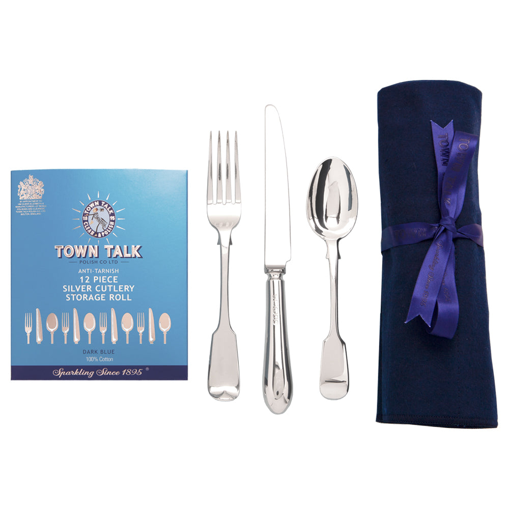 12 Piece Anti-Tarnish Silver Cutlery Storage Roll 26cm