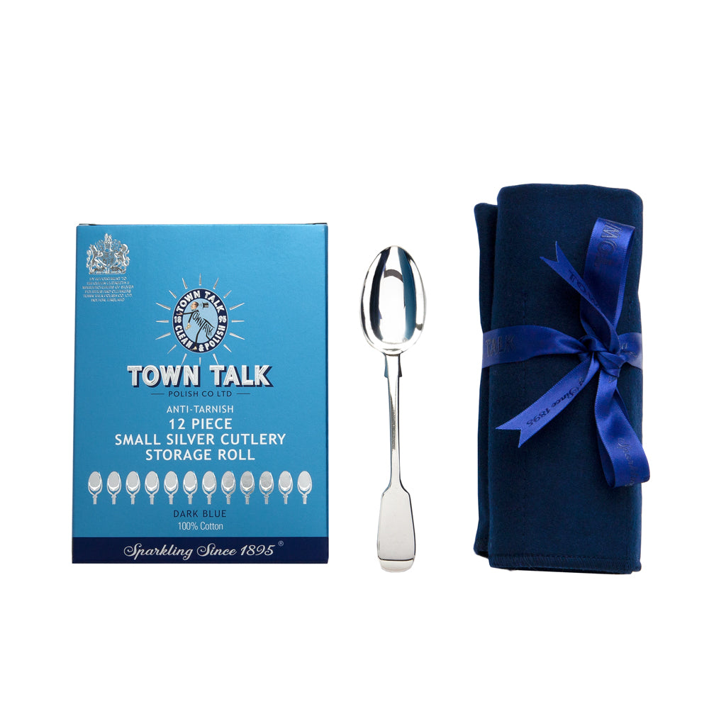 12 Piece Anti-Tarnish Silver Teaspoon Storage Roll 14cm
