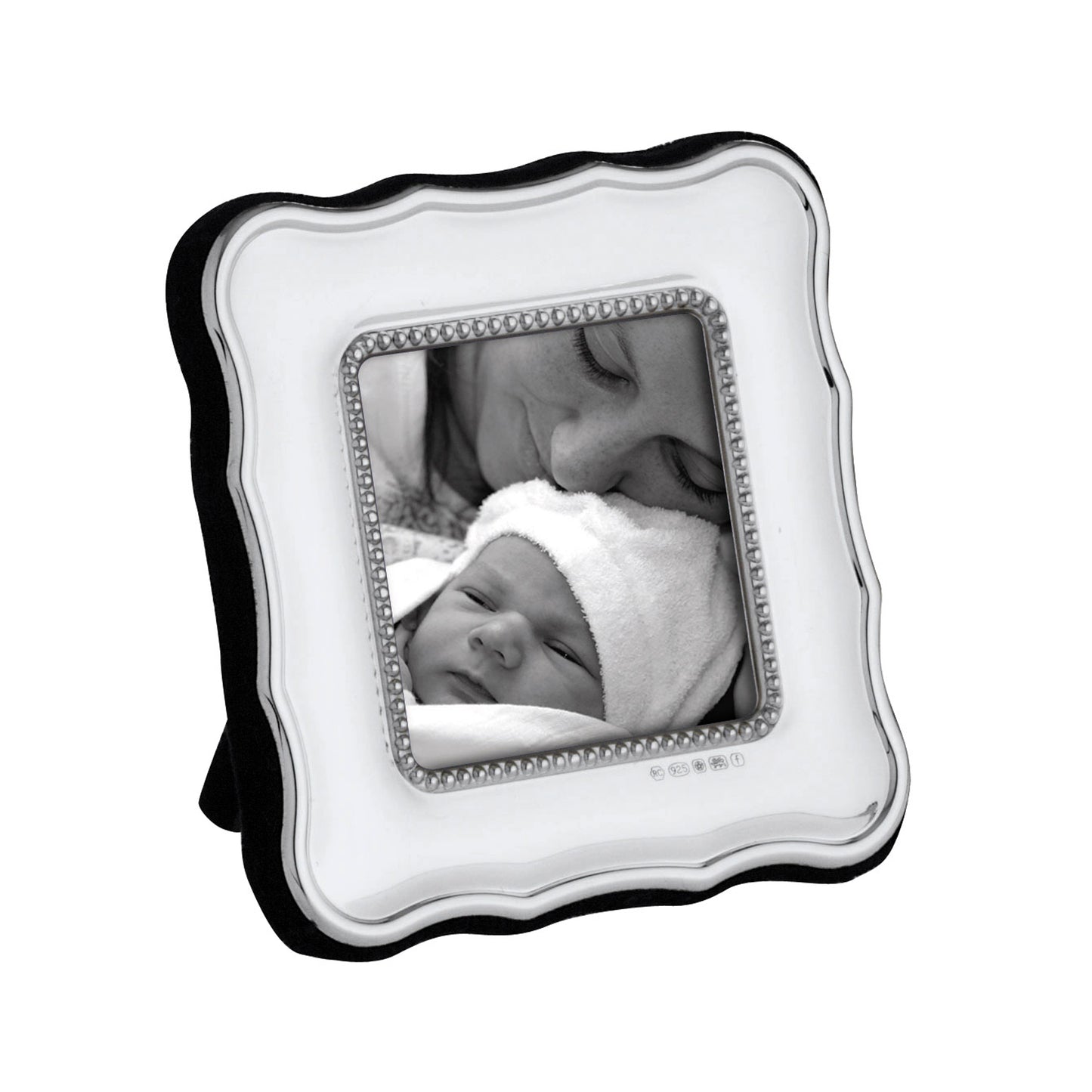 Traditional 2" x 2" Sterling Silver Photo Frame with Grey Velvet Back