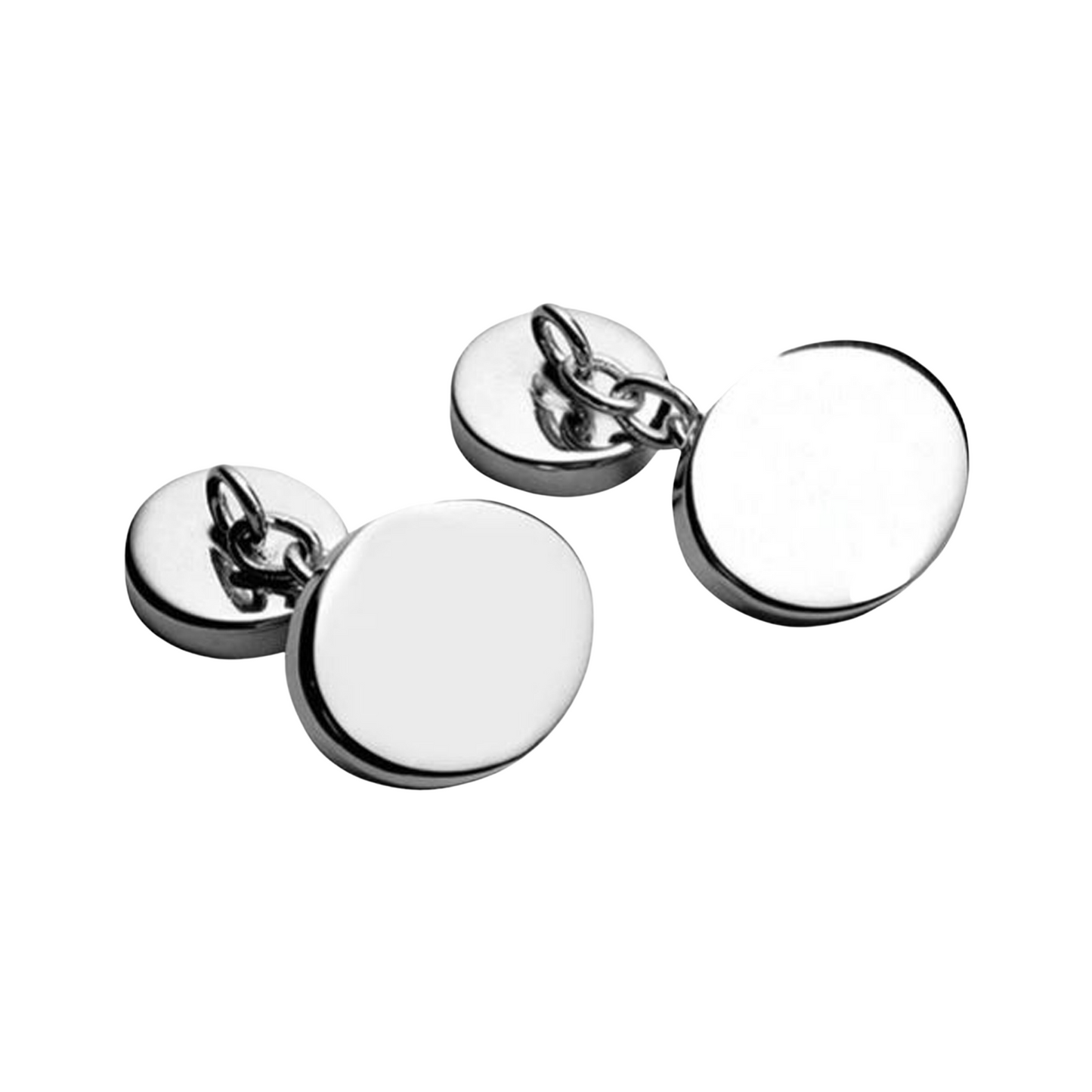 Plain Oval Sterling Silver Chain Cufflinks