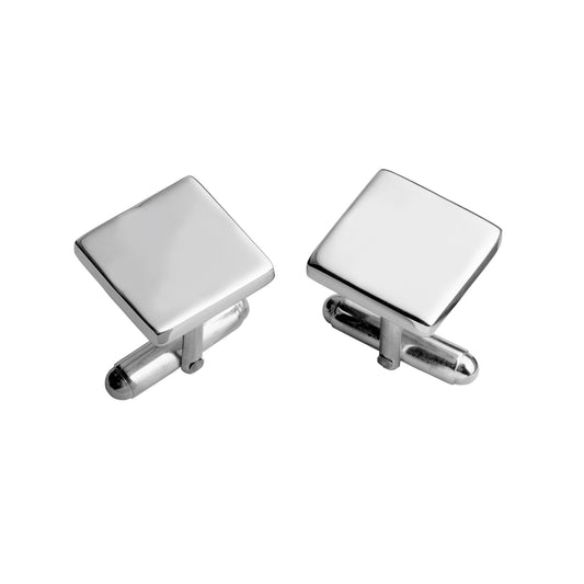 Plain Square Sterling Silver Cufflinks