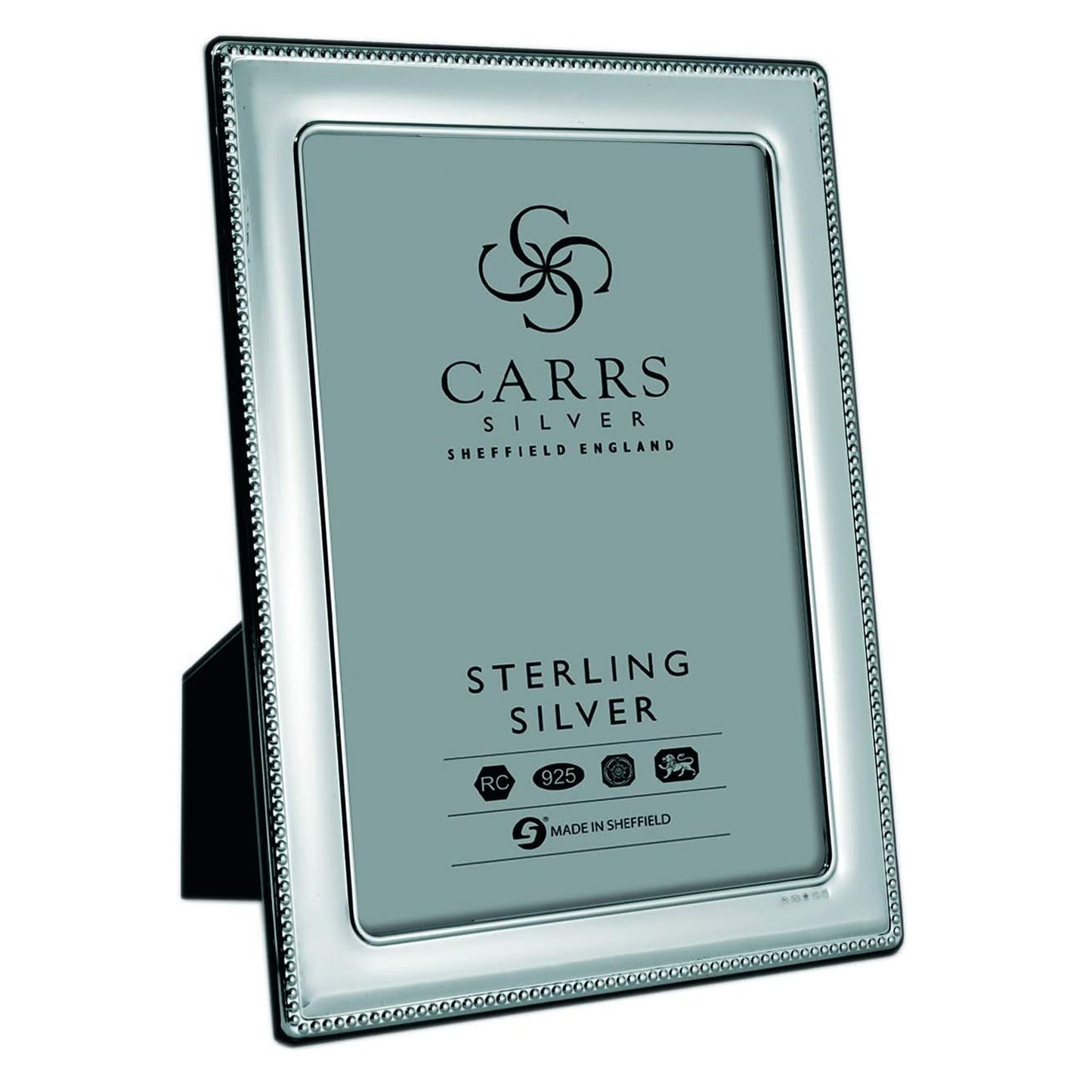 Sterling Silver Bead Photo Frame with Wood Back 5" x 3½"