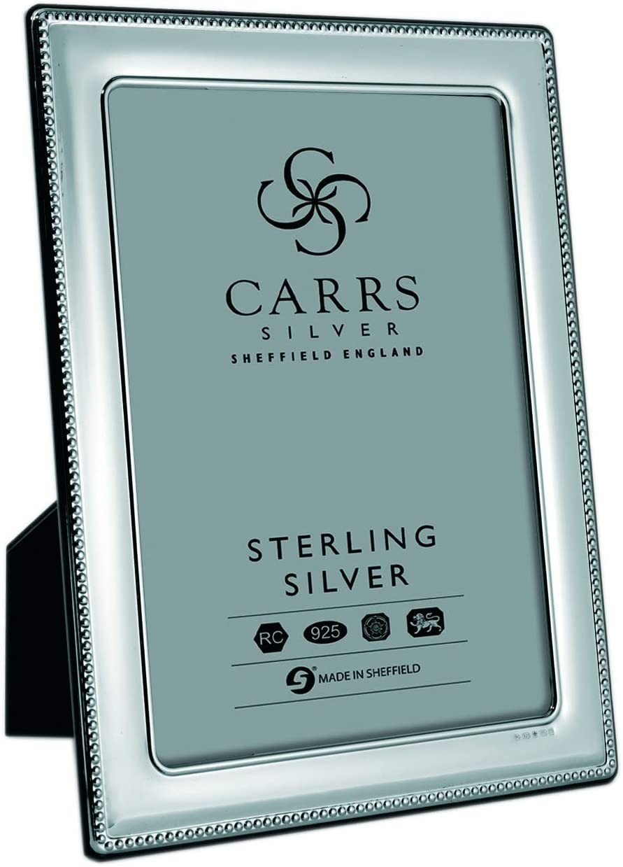 Sterling Silver Bead Photo Frame with Wood Back 10" x 8"