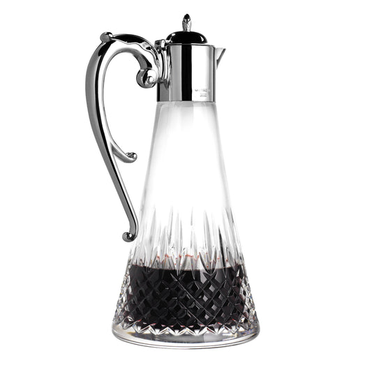 Traditional Cut Crystal Claret Jug with Sterling Silver Handle