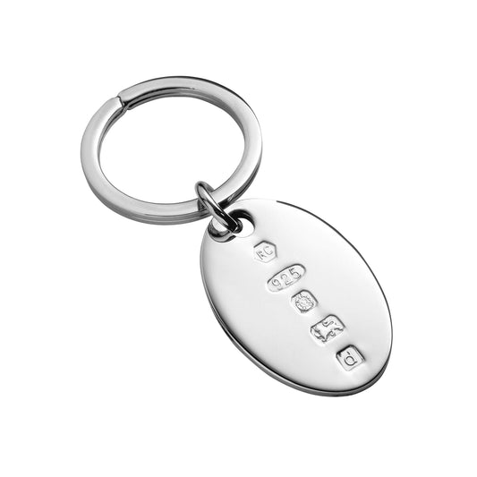 Feature Hallmark Sterling Silver Oval Keyring