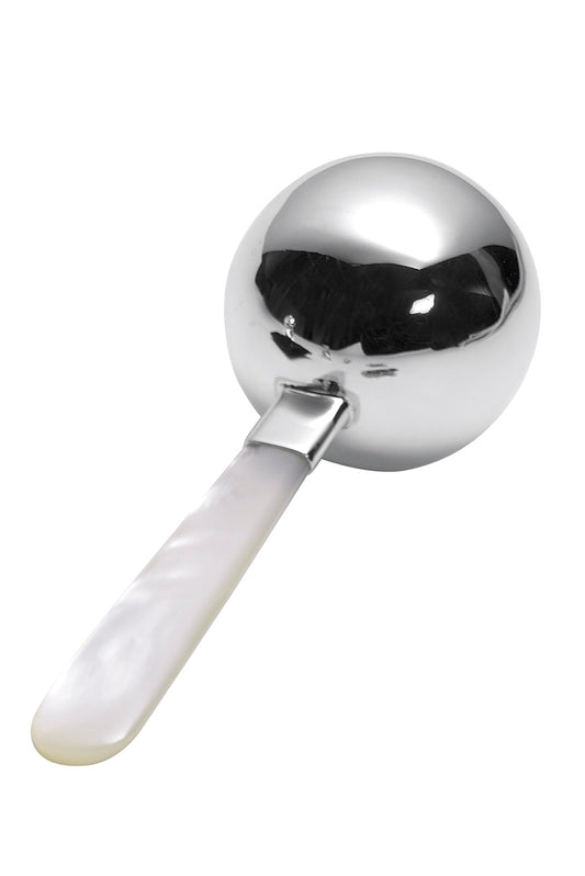Sterling Silver Baby's Rattle with Mother of Pearl Handle